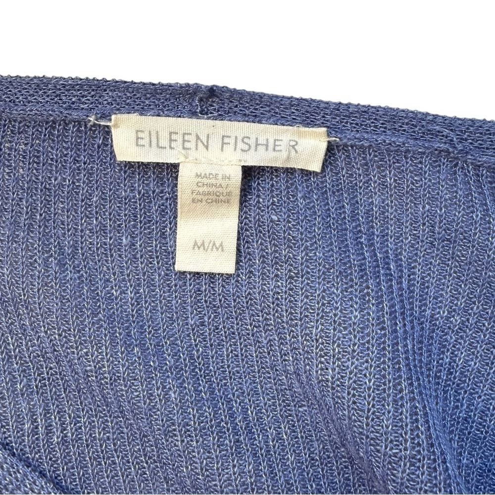 Eileen Fisher Linen Blend Tunic Top Lightweight, Size Medium Blue - Picture 3 of 5